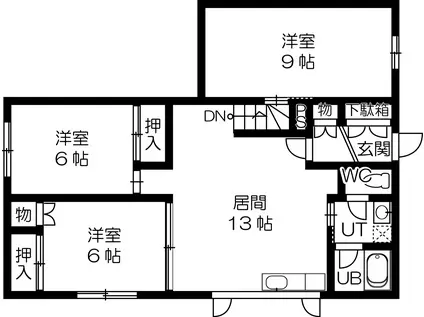 ニューフラワーコーポ(3LDK/1階)の間取り写真