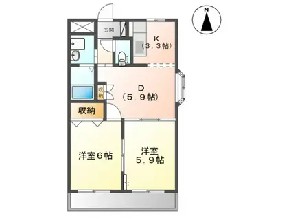 ベルアベニュー(2DK/2階)の間取り写真