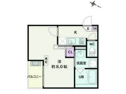 JACK UNOKIII(1K/3階)の間取り写真