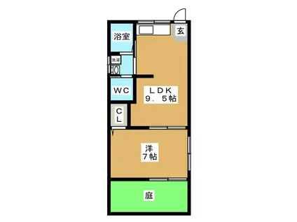 島崎ハイツ(1LDK/1階)の間取り写真