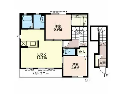 オアシス(2LDK/2階)の間取り写真