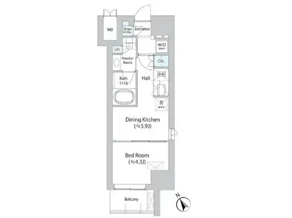 ミリアレジデンス浅草橋II(1DK/6階)の間取り写真