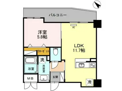 FLAIR NO.5(1LDK/5階)の間取り写真