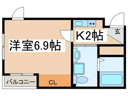 COLLAGE(1K/1階)の間取り写真