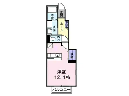 フォンテーヌ(ワンルーム/1階)の間取り写真