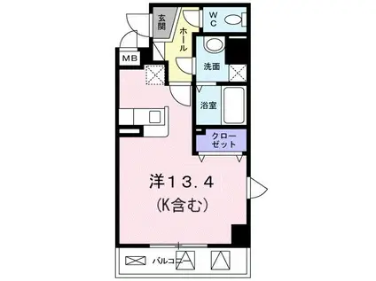 グランディオース(ワンルーム/3階)の間取り写真