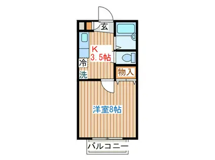 アズーリハウス石名坂(1K/1階)の間取り写真