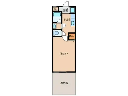 ドムス今福(1K/1階)の間取り写真