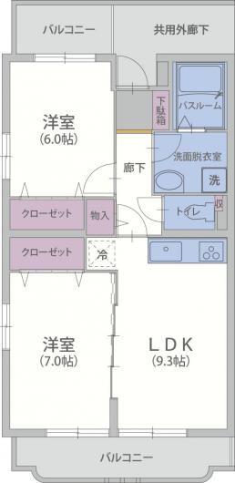 ヴィクトリーI(2LDK/2階)の間取り写真