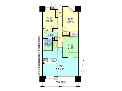 ロフティ大分駅前(3LDK/5階)の間取り写真