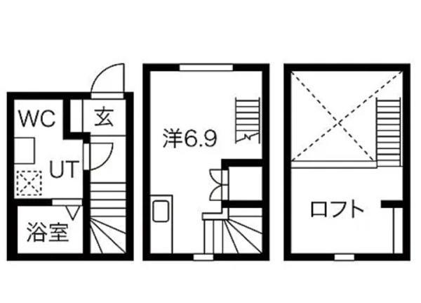 バステトこがね(1K/2階)の間取り写真