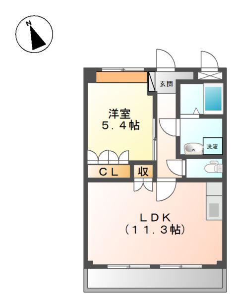 フラワーヒル(1LDK/2階)の間取り写真