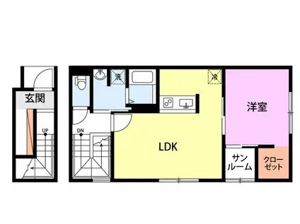 コンフォート東本町(1LDK/2階)の間取り写真