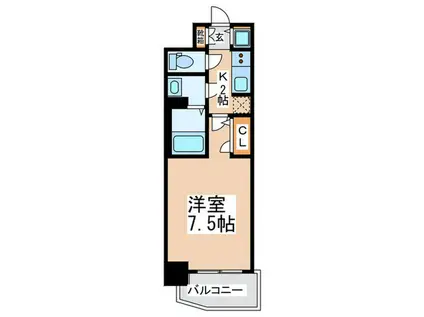 S-RESIDENCE大阪九条ノース(1K/2階)の間取り写真