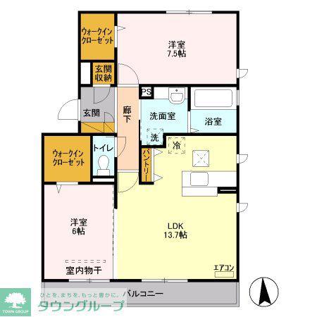 PENNY LANEB(2LDK/1階)の間取り写真