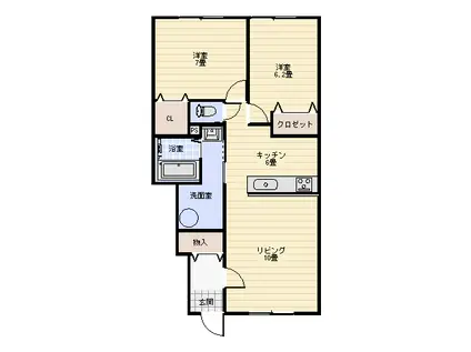 エコハウス 3(2LDK/1階)の間取り写真