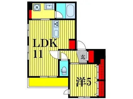 リベルテおおたかの森(1LDK/3階)の間取り写真