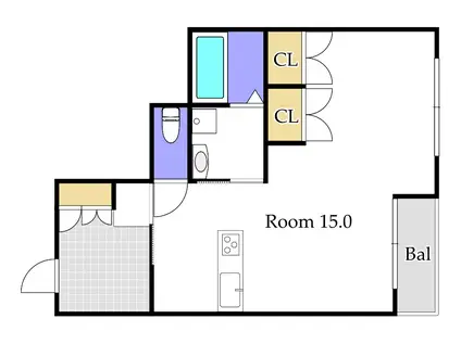 CLAIR SAI(1K/1階)の間取り写真