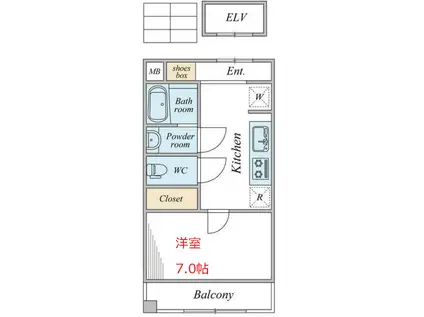 サンライズハイム(1K/4階)の間取り写真