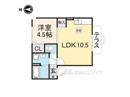 ラフィーネ松ヶ丘(1LDK/1階)の間取り写真