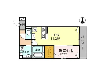 タカゼン文の里(1LDK/2階)の間取り写真