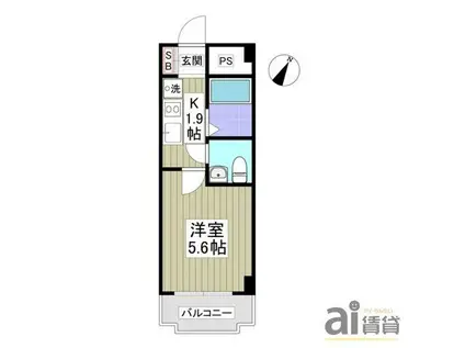 リブレス所沢緑町(1K/3階)の間取り写真