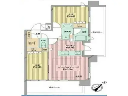 SEASONS川口並木(2LDK/2階)の間取り写真