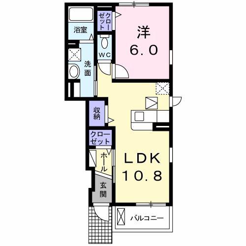 コッティII 310(1LDK/1階)の間取り写真
