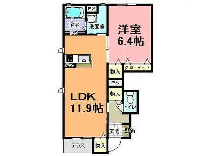 メゾン・ド・ファミールB(1LDK/1階)の間取り写真