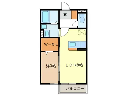 近鉄名古屋線 江戸橋駅 徒歩11分 2階建 築19年(1LDK/2階)の間取り写真