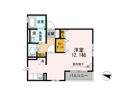 カーサフェリーチェ(ワンルーム/3階)の間取り写真