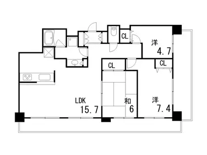 住吉川東パークホームズ(3LDK/9階)の間取り写真