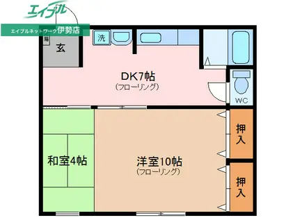 プチモールエイワ(1DK/3階)の間取り写真