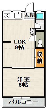 売布ハイツ(1LDK/2階)の間取り写真