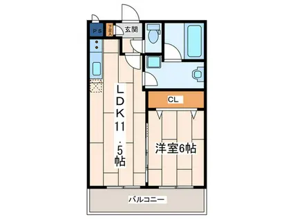 ライラック ハイム(1LDK/1階)の間取り写真