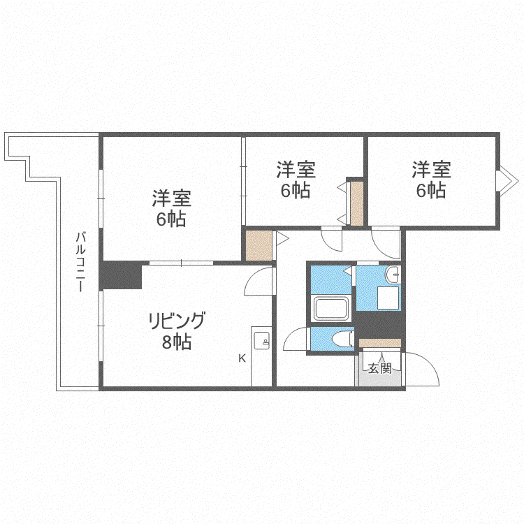 メゾン伏見(3LDK/3階)の間取り写真