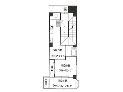 金健ビル(2DK/4階)の間取り写真