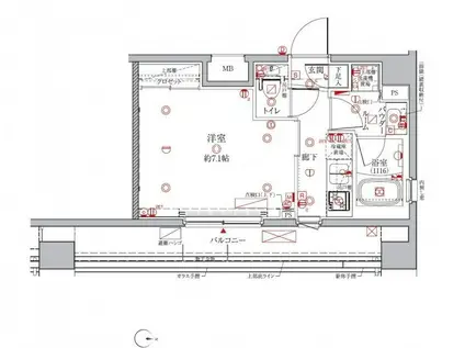 クレイシア森下ステーションサイト(1K/6階)の間取り写真