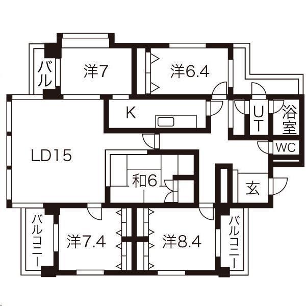 ロイヤルパレス上杉(4LDK/6階)の間取り写真