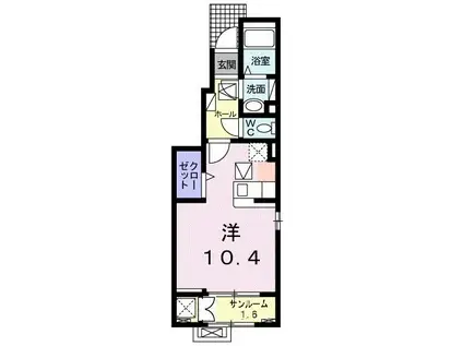 VENT・VERT III(ワンルーム/1階)の間取り写真