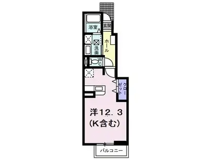 アヴェニール(ワンルーム/1階)の間取り写真