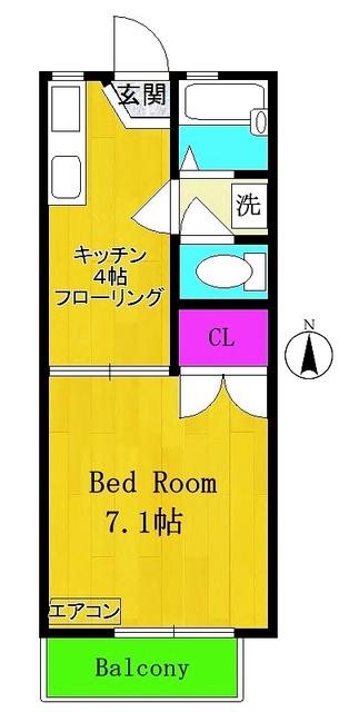 ジャンポールB(1K/1階)の間取り写真