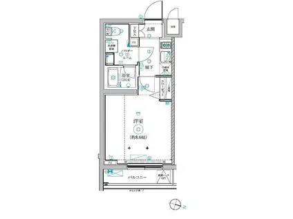 RELUXIA氷川台(1K/2階)の間取り写真