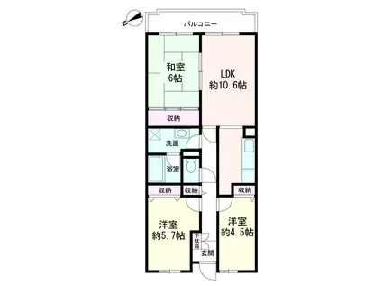 プラドール新庄(3DK/2階)の間取り写真