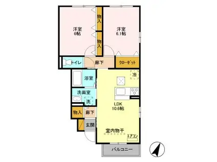 フェニックス II(2LDK/1階)の間取り写真