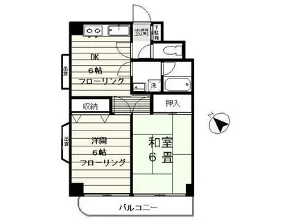 スカイコート石川(2DK/3階)の間取り写真