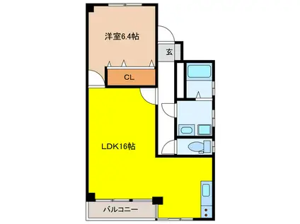 コーポ小塩(1LDK/2階)の間取り写真