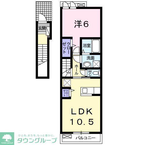 ラフレシール ガーデン(1LDK/2階)の間取り写真