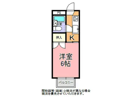 サマックスB棟(1K/1階)の間取り写真