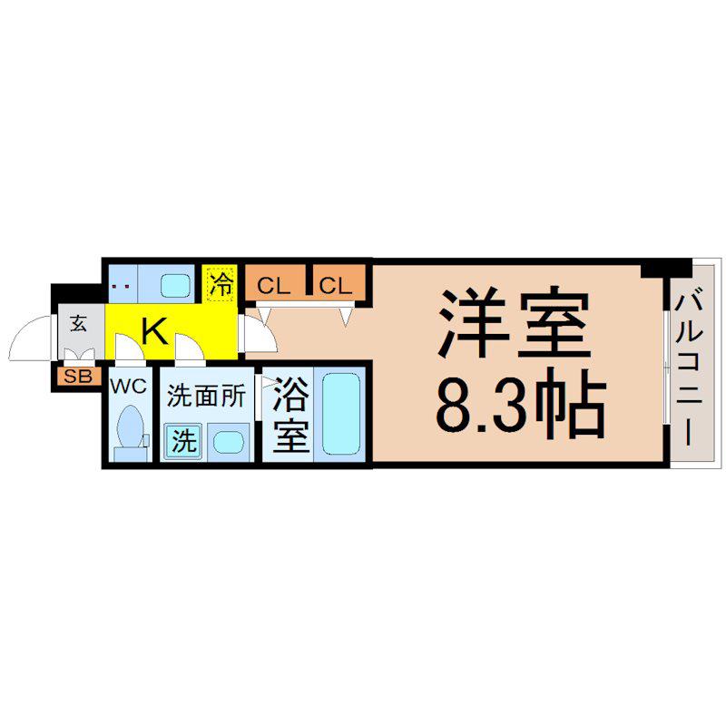 S-RESIDENCE名駅ウエスト(1K/1階)の間取り写真